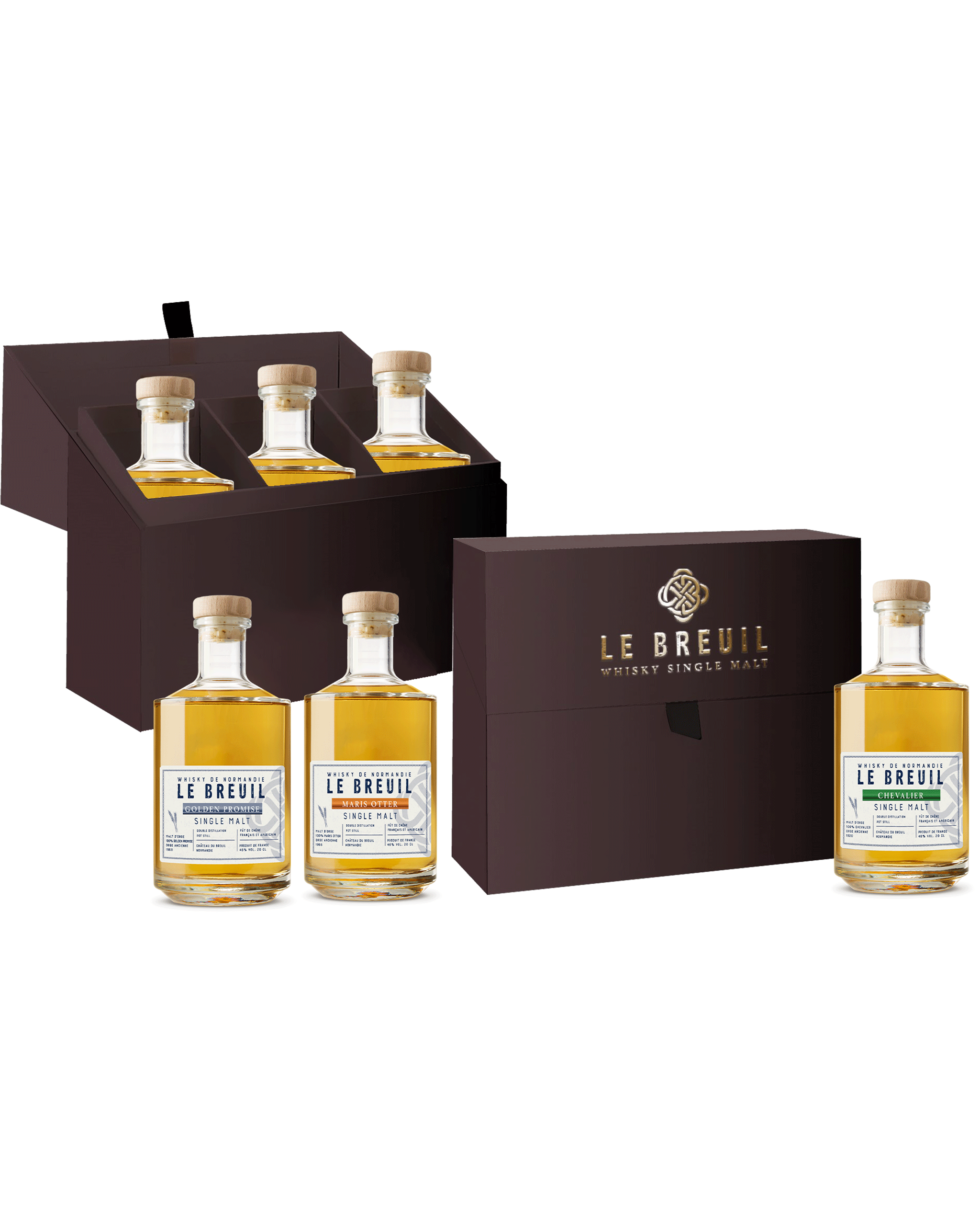 Coffret de Whisky - 3 orges anciennes - Whisky Le Breuil Normand 3x20 cl